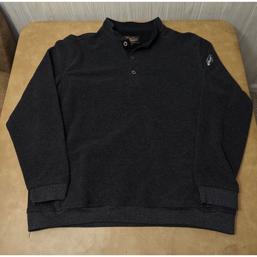 Straight Down Golf Henley Sweater Mens XXL 3 Button Cotton Blend Hickory NC USA
